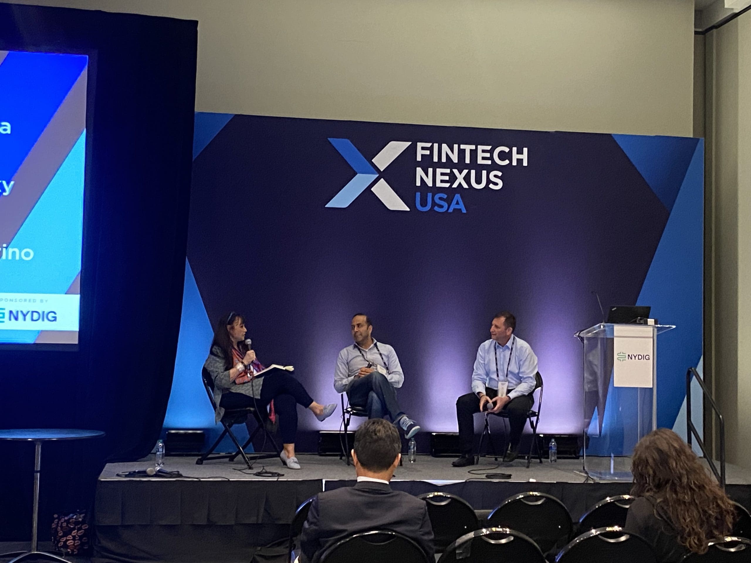  CEO of Celsius Alex Mashinsky (right) talked with panelist Ram Ahluwalia founder of Layer Zero Wealth (center) and moderator Helene Panzarino, Associate Director, Centre for Digital Banking & Finance at the LIBF at the Fintech Nexus USA conference on May 25th, 2022 in New York City