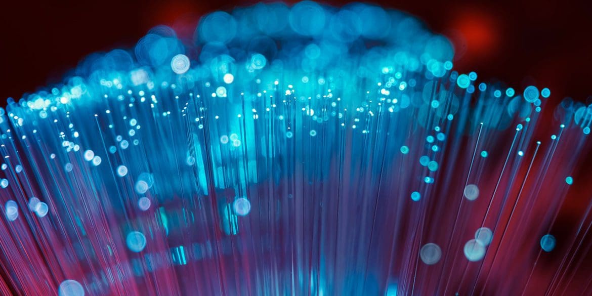 fiber optic cables lit up