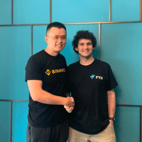 Changpeng Zhao of Binance (Left) and FTX CEO Sam Bankman-Fried